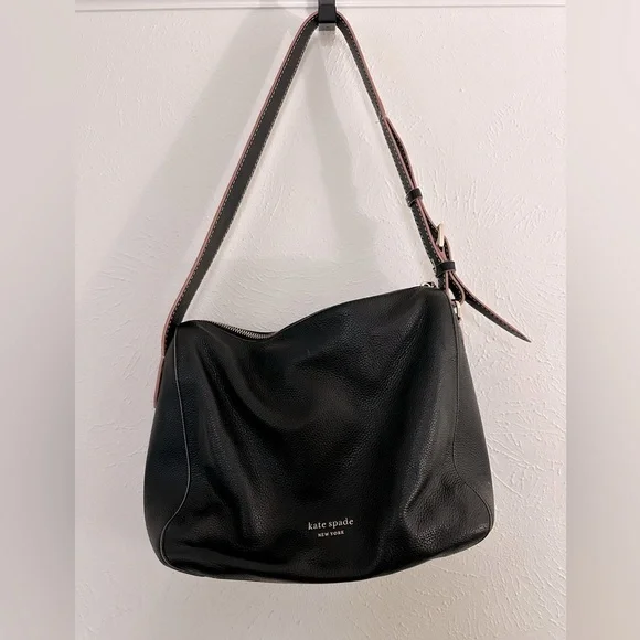 Kate Spade ♠️ Black Leather Shoulder Bag - Picture 1 of 6